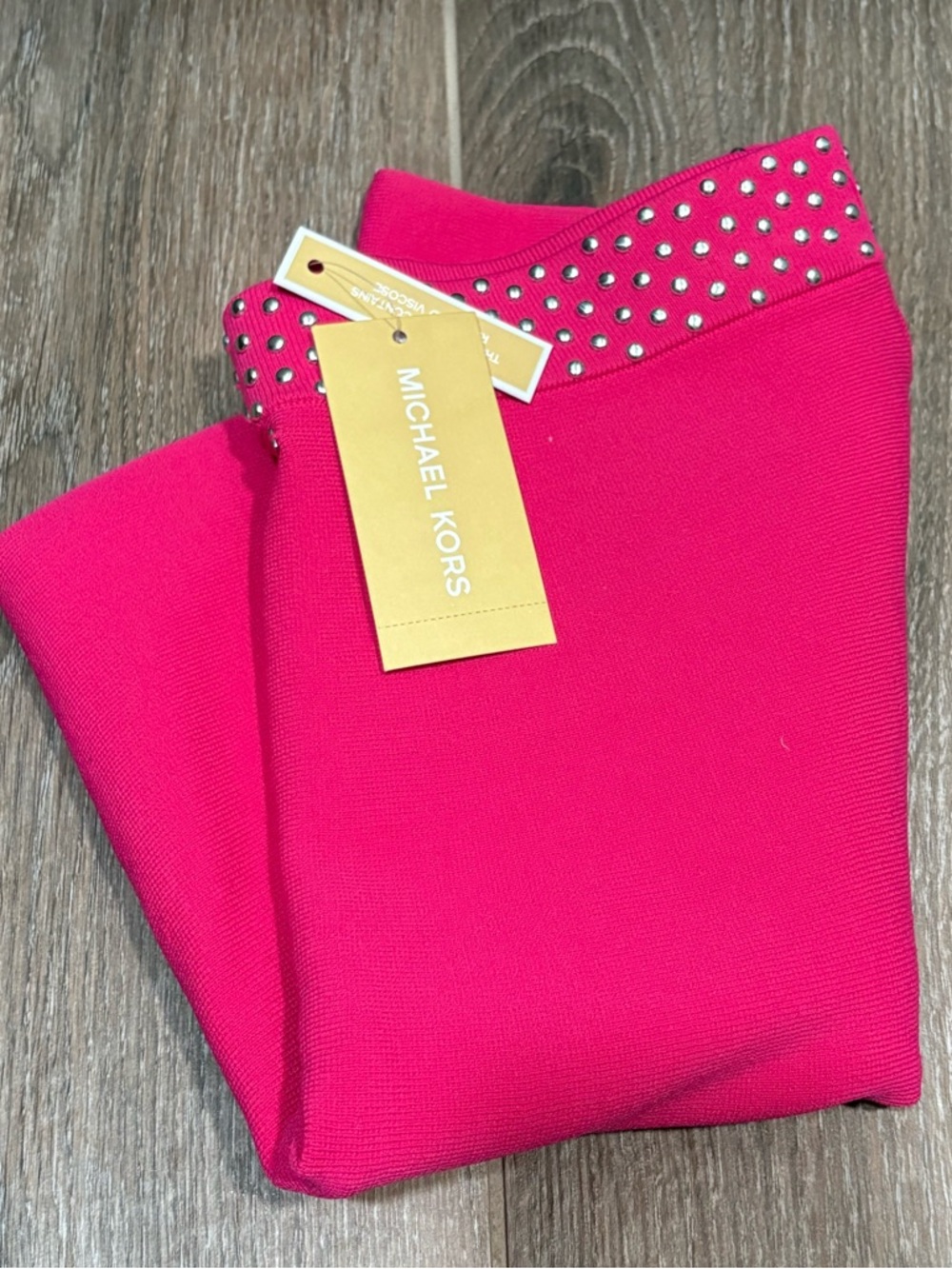 Michael Kors Hot Pink Mini Skirt with Studded Waistband - Picture 3 of 4